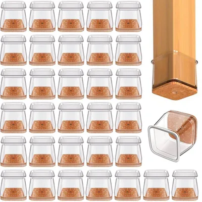 Produktbild von Stoelpootdoppen aus Filz, 32 Stück, quadratisch, für Stuhlbeine 26-36 mm, Bodenschutz