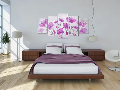 Produktbild von Akustikbild Blumen 200x100 cm Bilder Akustikschaum Hochleistungsschallabsorber Schallschutz Leinwand 5 tlg Wandbild Raumakustik Schalldämmung b-A-0220-b-p