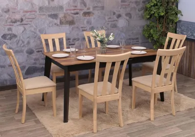 Immagine prodotto di set di 6 sedie per sala da pranzo HWC-G46, sedia da cucina Sedia, tessuto/tessuto legno massiccio ~ struttura color naturale, beige