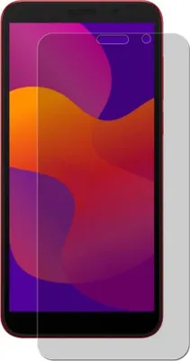 A screen protector is shown placed over a smartphone screen.