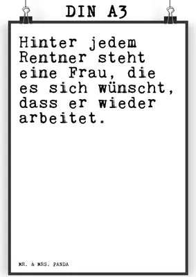 Produktbild von Mr. & Mrs. Panda Bild Hinter jedem Rentner steht... DIN A3 - Weiß - Geschenk, Plakat, Wanddekoration, Spruch Sprüche Weisheiten Zitate Lustig Weisheit Worte, Kunstdruck