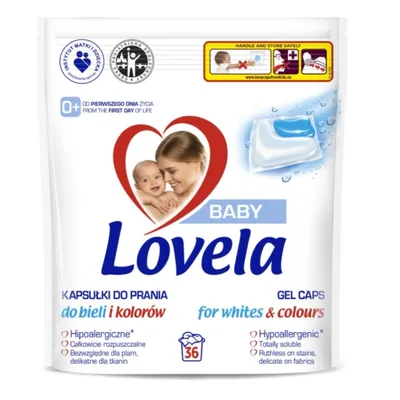 Produktbild von Lovela Baby hipoalergiczne kapsułki do prania do bieli i kolorów, 36 sztuk
