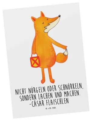 Produktbild von Mr. & Mrs. Panda einzelkarte Fuchs Laterne - Weiß - Geschenk, Positiv, Sankt Martin, Postkarten, Postkarte, Füchse, Kunstkarten, Ansichtskarten, Grußkarte, Ansichtskarte