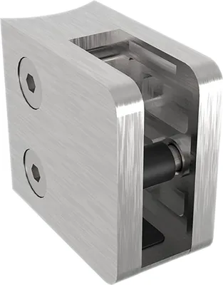 Produktbild von ECONOMY Glasklemmbeschlag Mod.23 Rundrohr 42,4mm,eckig,Edelstahl geschliffenV2A