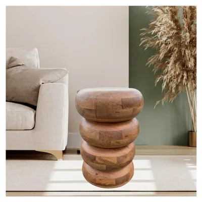 Produktbild von Beistelltisch aus massivem Mangoholz 50 cm rund