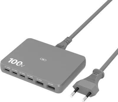 Image de Chargeur 2 USB A + 4 USB C 100W PD GaN Gris