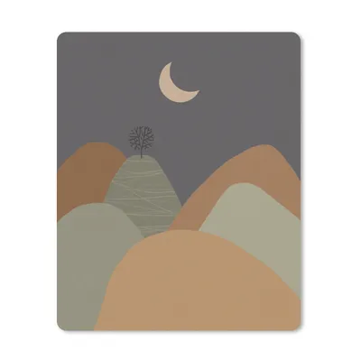 Produktbild von MuchoWow® Mauspad Mousepad Berg - Baum - Mond - Pastell 19x23 cm - Mousepads - Maus Mat - Pad - Mausunterlage - Mauspads - Spielen