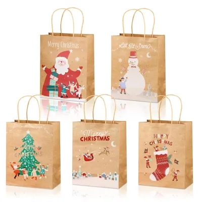 Immagine prodotto di Sacchetti regalo natalizi - 15 pezzi, carta marrone