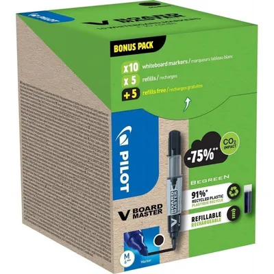 A box of Pilot V Board Master whiteboard markers.