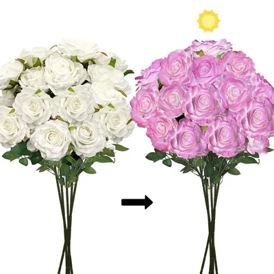 Image de Lot de 15 roses artificielles avec changement de couleur