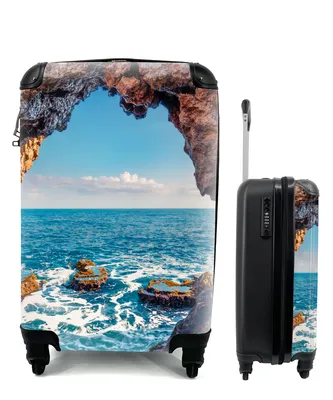 Produktbild von MuchoWow® Koffer Handgepäck Trolley Rollkoffer Kleine Reisekoffer mit 4 Rollen - Höhle - Meer - Felsen - Natur - Cabin Size < 55x40x23 cm & 55x40x20 cm - Fotokoffer - Kabinenkoffer - Boardgepäck - Reise-Box - Reisekoffer - Reisegepäck - Koffer mit Bild - Trolley für Kinder