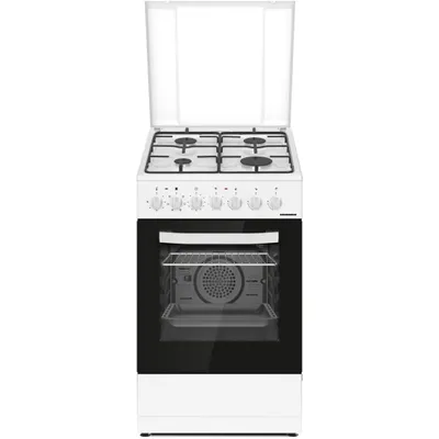 Zdjęcie produktu dla Heinner HFSC-S60LITGC-WH, Kuchenka wolnostojąca, Biały, Obrotowy, Przednie, Gaz, 4 stref(y)