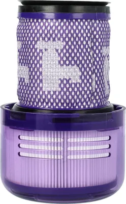 A close-up studio shot of a vacuum cleaner filter and its housing.