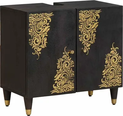 Produktbild von Waschbeckenunterschrank mit Speicher Schwarz 62 x 33 x 58 cm