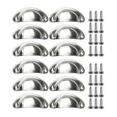 12 Schalengriffe inkl. Schrauben 82x35mm silber