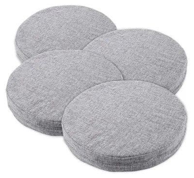 Productafbeelding van 4 stuks stoelkussens, rond, 30 x 30 x 5 cm, lichtgrijs, voor keuken en balkon