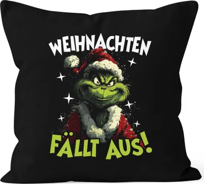 Produktbild von Kissenbezug Weihnachten fällt aus Weihnachtsmuffel Anti XMAS Weihnachtsdeko Advent Moonworks®