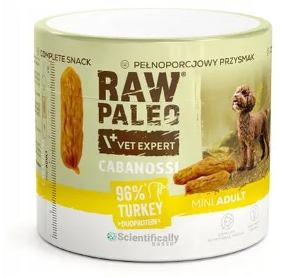 Imagen del producto de Bocadillo para perros VetExpert Raw Paleo, salchicha de pavo, tipo "kabanosy", 100g