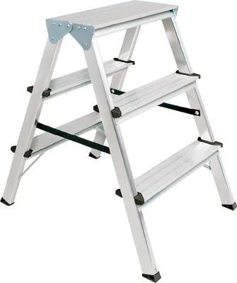 Produktbild von Alu-Doppelleiter, 2x 3 Stufen, zusammenklappbar, Tragkraft 150 kg, Höhe 650 mm