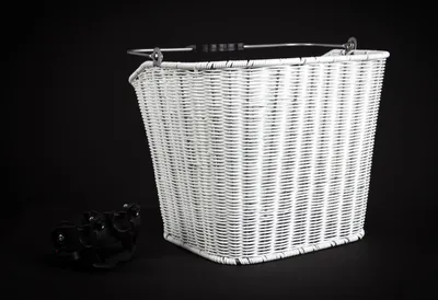 Produktbild von Fahrrad Korb Klicksystem Einkaufskorb mit Halter vorne Rattan Optik weiß