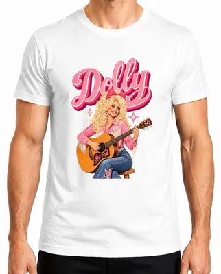 Immagine prodotto di Maglietta da uomo, colore bianco, taglia M, con stampa di Dolly Parton, cantante di musica country, con immagini di chitarra, cowgirl e stile western/vintage
