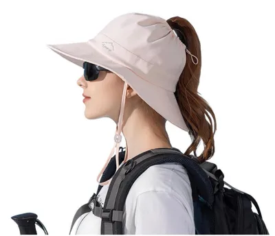 Immagine prodotto di Cappello da donna estivo con fori per la coda di cavallo, cappello da sole con fascia parasole, color rosa
