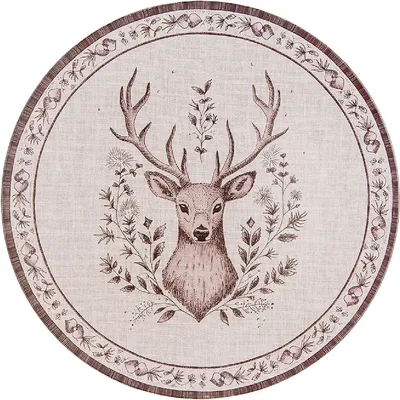 Produktbild von Clayre & Eef Unterteller Ø 33 cm Beige Braun Kunststoff Rund Hirsch