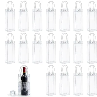 Produktbild von Omgoods – Set mit 18 Flaschenkühlern für Getränke, transparente Eisbeutel