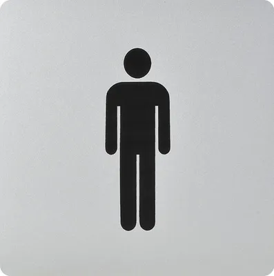 Produktbild von WC Symbol Mann selbstklebend, 100 x 100 mm, Kunststoff alufarbig