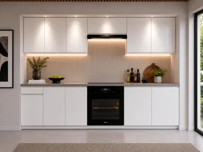 Produktbild von Küchenzeile 260 cm Küchenblock Einbauküche ohne Arbeitsplatte, LETANO Luki 20 Weiß Hochglanz mit Soft-Close