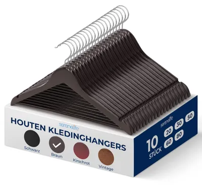 Productafbeelding van SereneLife, ruimtebesparende houten kledinghangers, hangers voor de garderobe, antislip