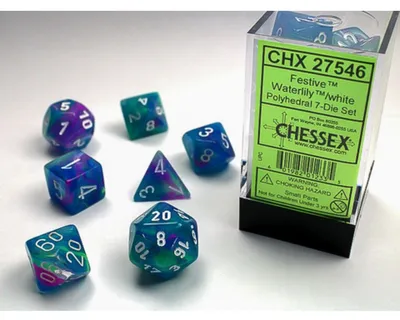 Produktbild von Chessex 7-Würfelset  Festive Polyhedral Waterlily/White