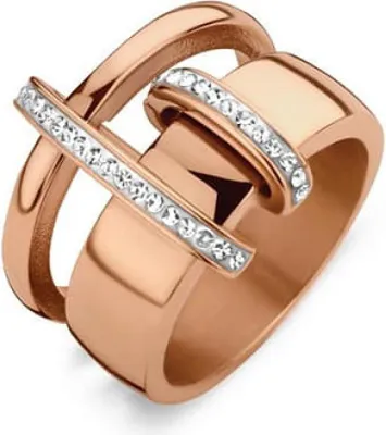 Image de Bague Victoria en or rose avec pierres blanches
