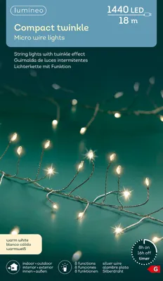Produktbild von Lumineo Micro-LED COMPACT TWINKLE 1440 LED 18 m warm weiß, Silberdraht