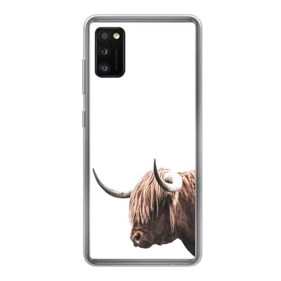 Produktbild von MuchoWow® Handyhülle Schutzhülle Hülle für Samsung Galaxy A41 Schottischer Highlander - Kopf - Weiß Silikon Softcase Handy Hülle - Mobiltelefon