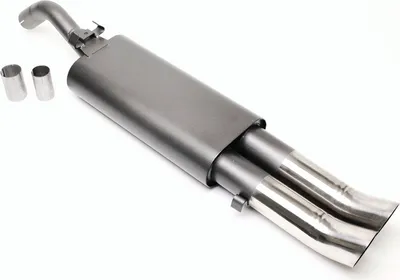 Produktbild von Sportauspuff Stahl 2x76mm DTM hoch rund scharf passend für VW Golf 2 Typ 19E