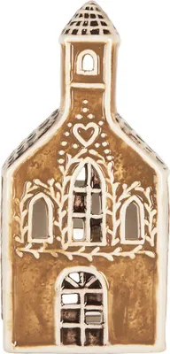 Obrázek produktu pro Clayre & Eef Stojánek na čajovou svíčku House 8x7x17 cm Hnědá keramika