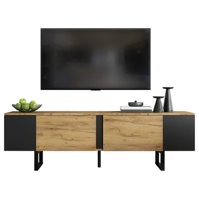 Produktbild von 180*40*55cm TV-Schrank,Lowboard TV Board,TV-Konsole mit 2 Schränke+Offene Lagerflächen auf beiden Seiten, Fernsehtisch,TV-Ständer,Wohnzimmerschrank