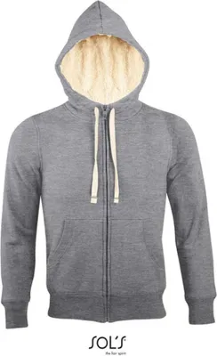 Produktbild von SOLs 00584 | Uni Zipped Jacket Sherpa / Herren und Damen Kapuzenpulli - Farbe: Grey Melange - Größe: M