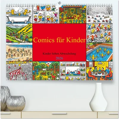 Produktbild von Comics für Kinder . Kinder lieben Abwechslung (hochwertiger Premium Wandkalender 2026 DIN A2 quer), Kunstdruck in Hochglanz
