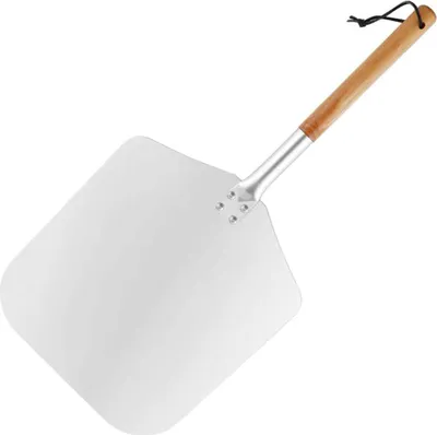 Produktbild von Aluminium-Pizzaschaufel, Pizzaschaufel, mit rutschfestem langem Holzgriff, Pizzaofen, abnehmbares Aluminium