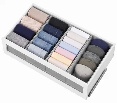 Produktbild von Aufbewahrungsbox Aufbewahrungsboxen für Schubladen Faltbare Stoffboxen aus Vliesstoff 4 St 22x51x11cm ohne Fächer für Unterwäsche Socken Krawatten