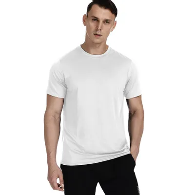 Produktbild von Sport Tshirts Herren Funktionsshirt Schnelltrocknend Atmungsaktive Fitness Trainingsshirt Herren Laufshirt Kurzarm-Weiß-XXL