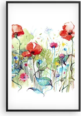 Produktbild von Gerahmtes Poster - Schwarzer Rahmen - Blumen Wiese Blatt Natur - 61x91,5 cm - Wand Bild - Wanddeko - Wandbilder - Wandposter - Bilderrahmen - Bilder - Kunstdruck - Wandbild - P2BPA61x91-3076