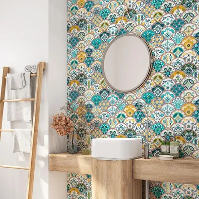 Produktbild von Klebefolie für Badezimmer - Lumaléa - Zementfliesenmuster - Klebefolie + GLANZ-Schutz - 80 x 80 cm