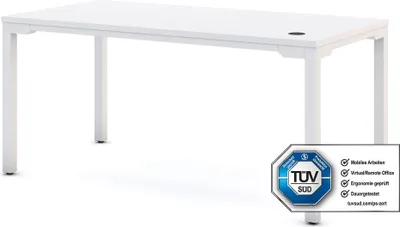 Produktbild von ASSMANN Höhenverstellbarer Schreibtisch Piacetta Weiß, 140x80cm, Memoryfunktion, 4-fach-Motorik