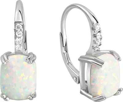 Produktbild von V Ohrhänger 925/- Sterling Silber 2,0cm weiß synth. Opal weiß 358230307