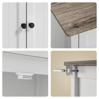 Produktbild von BEALIFE Küchensideboard AP30 90x40x80 cm | 2 Schubladen & 2 Türen, mit Arbeitsplatte | Für Küche, Wohnzimmer, Flur & Esszimmer | Grau