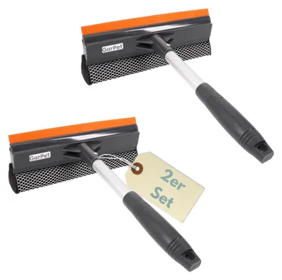 Produktbild von 2er Set Glasabzieher mit Silikonlippe und Schwamm Abzieher Dusche Duschabzieher Fensterwischer Scheibenwischer Glaswischer Fensterreiniger Fensterabzieher Profi