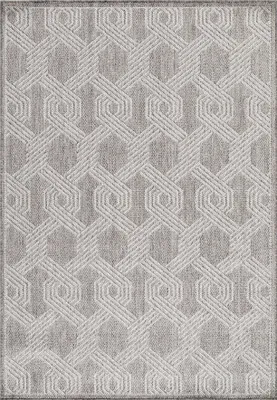 Imagen del producto de Alfombra exterior resistente a la intemperie, rectangular, de 240x340 cm, color gris, ideal para camping, jardín o uso interior. Diseño geométrico